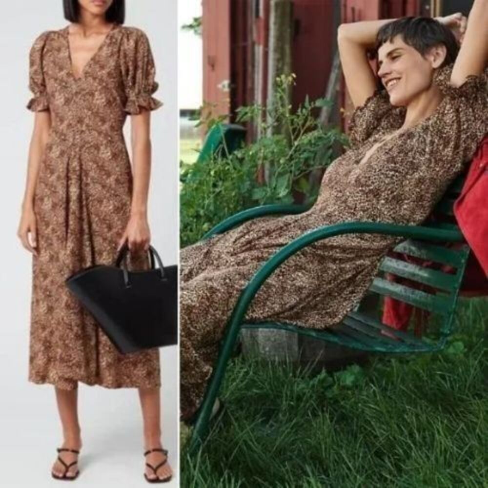 NWT Anthropologie x Faithfull Leopard Print Midi Dress | M Petite